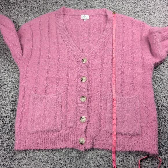 Pink Diamond Sweater Women Medium Pink Cardigan Wool Blend Boho Sheik Casual - Picture 5 of 7